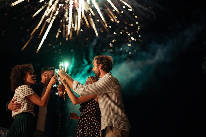 group of people watching fireworks